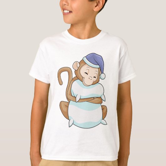 aap met Pillow en Sleepyhead T-shirt (Voorkant)