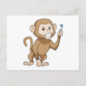 aap met tandenborstel briefkaart (Voorkant)