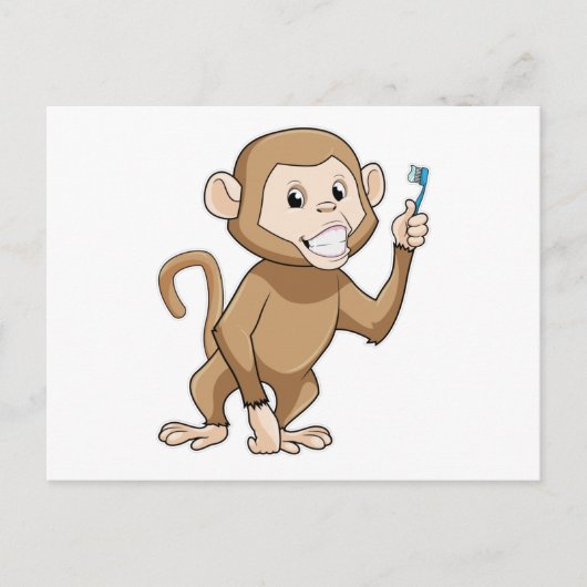 aap met tandenborstel briefkaart (Voorkant)