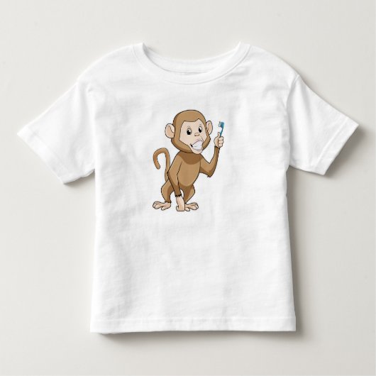 aap met tandenborstel kinder shirts (Voorkant)
