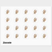 aap met tandenborstel ronde sticker (Vel)