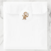 aap met tandenborstel ronde sticker (Tas)