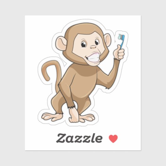 aap met tandenborstel sticker (Vel)
