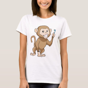 aap met tandenborstel t-shirt