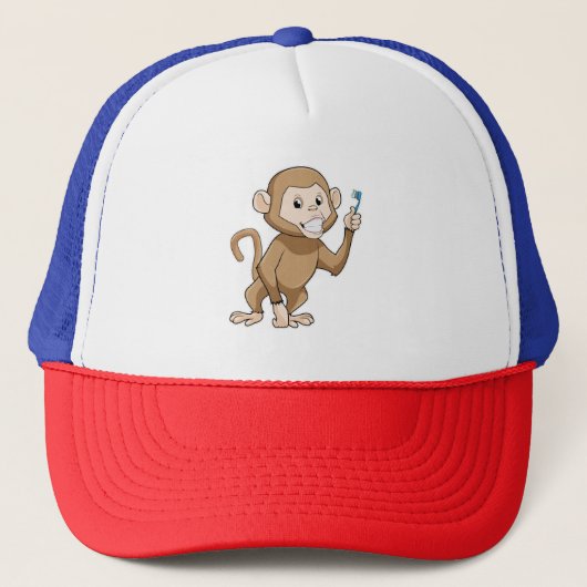 aap met tandenborstel trucker pet (Voorkant)