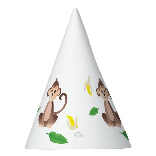 aap met tropisch lef gepeelde bananen feesthoedjes (Rechts)