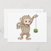 aap met Yo-yo Briefkaart (Voorkant / Achterkant)