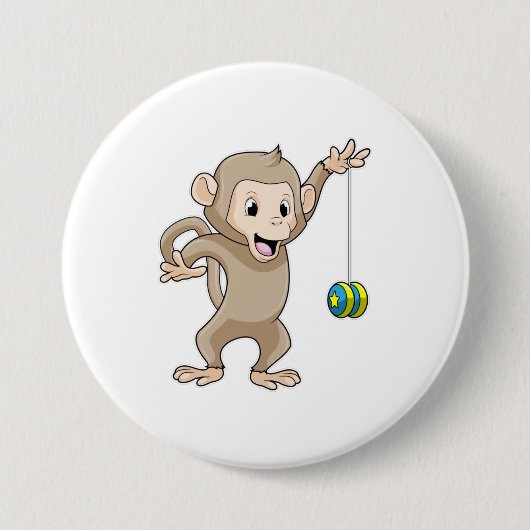 aap met Yo-yo Ronde Button 7,6 Cm (Voorkant)