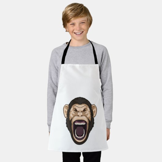 aap met zwarte stoelen schort (Gedragen)