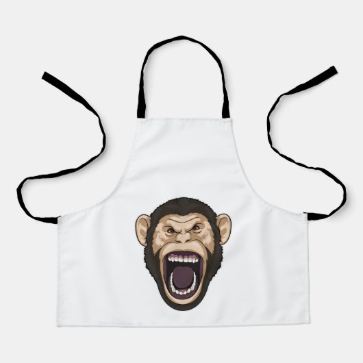 aap met zwarte stoelen schort (Voorkant)