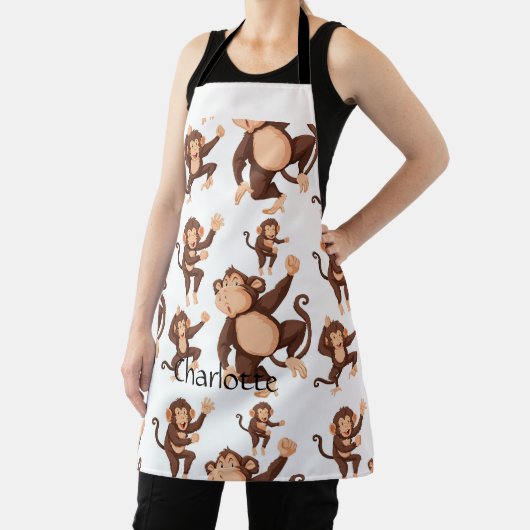 Aap naadloos patroon Aangepaste naam Schort (Insitu)