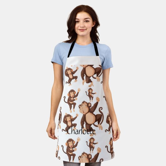 Aap naadloos patroon Aangepaste naam Schort (Gedragen)