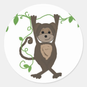 Aap op de lianen ronde sticker