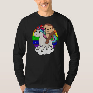 aap op de regenboogdieren van de Unicorn T-shirt