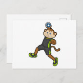 Aap op handbalspeler met handbal briefkaart (Voorkant / Achterkant)