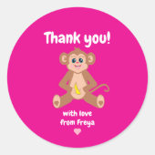 Aap op roze Sticker (Voorkant)