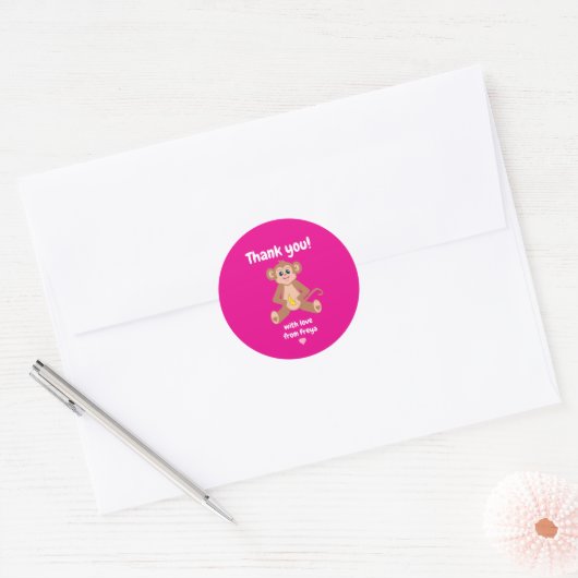 Aap op roze Sticker (Envelop)
