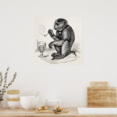  aap Roken pijp apen Dier Poster (Keuken)