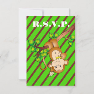 aap rond Baby shower R.S.V.P. Kaart - groen