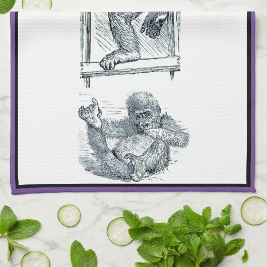 Aap Rond Jonge Gorilla Keukenhanddoek (Gevouwen)