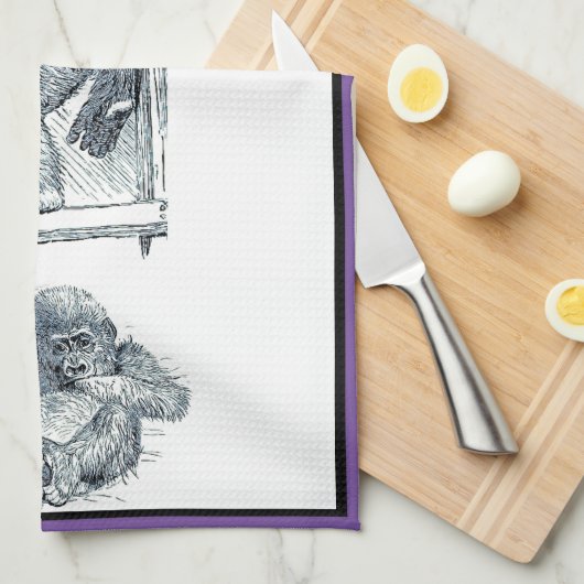 Aap Rond Jonge Gorilla Keukenhanddoek (Quarter Fold)