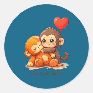 Aap slaat baby grafisch kleine stomp grote liefde ronde sticker