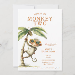 Aap Twee Tweede Verjaardag Kaart