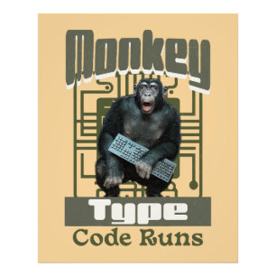 Aap Type, Code Loopt Grappig Full-Stack Ontwikkela Foto Afdruk
