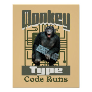 Aap Type, Code Loopt Grappig Full-Stack Ontwikkela Perfect Poster