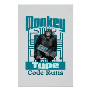 Aap Type, Code Loopt Grappig Full-Stack Ontwikkela Perfect Poster