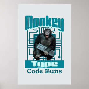 Aap Type, Code Loopt Grappig Full-Stack Ontwikkela Poster