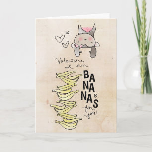 Aap Valentijn ben ik Bananen voor u Feestdagen Kaart