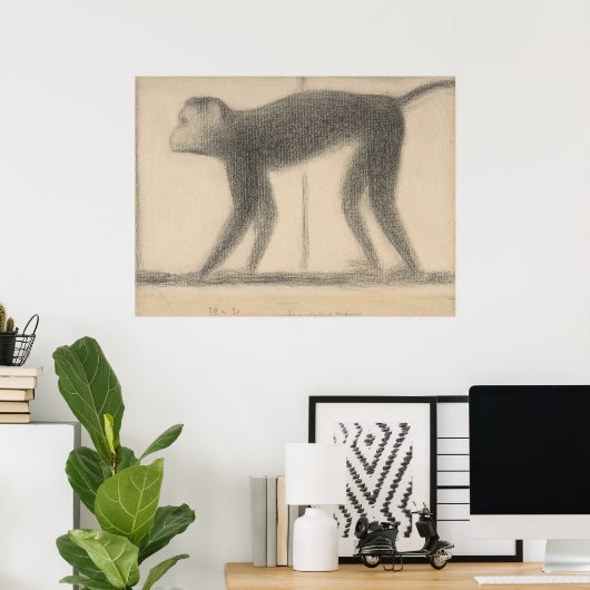Aap van Georges Seurat Poster (Thuiskantoor)
