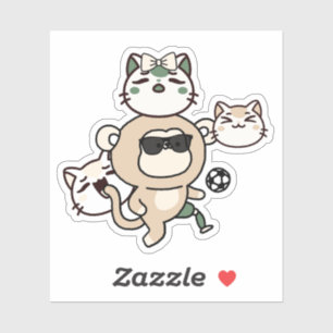 Aap-voetballer met prothese en katten sticker