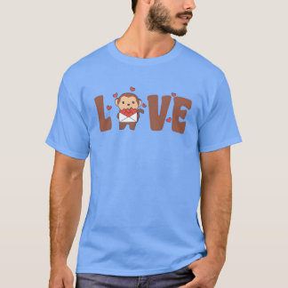 Aap voor Valentijnsdag Schattige Dieren Liefde vri T-shirt