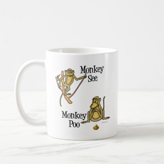 aap zie aap poo koffiemok (Links)