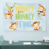 Aap Zie aap twee jongen verjaardag banner / achter (Beurs)