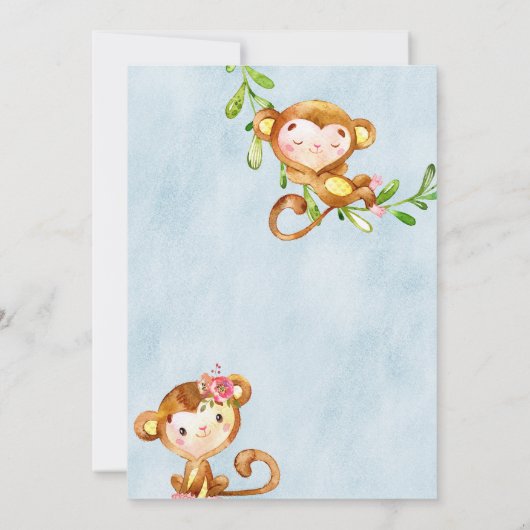 Aap ziet aap twee meisje verjaardagsuitnodiging. kaart (Achterkant)