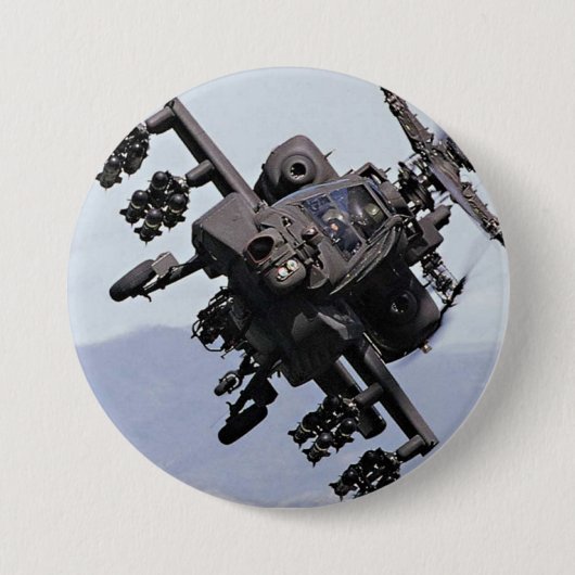 Aapache Attack Helikopter Ronde Button 7,6 Cm (Voorkant)