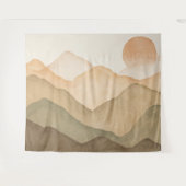 Aardachtig Beige Waterverf Berglandschap Wandkleed (Voorkant (horizontaal))