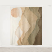 Aardachtig Beige Waterverf Berglandschap Wandkleed (Voorkant)
