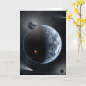 Aardachtige planeet met oceanen die zijn oppervlak kaart (Gele Bloem)