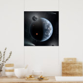 Aardachtige planeet met oceanen die zijn oppervlak poster (Keuken)
