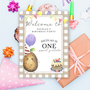 Aardappel 1e verjaardagsfeest welkom poster