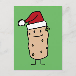 Aardappel Aardappelen dragen Kerstmis Santa Hat Ha Feestdagenkaart