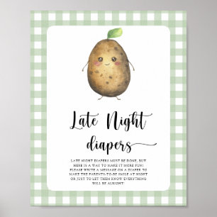 Aardappel babyshower - Spel met luiers tot laat in Poster