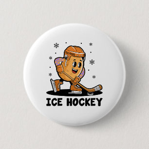 Aardappel die ijshockey speelt Speler Sport Atleet Ronde Button 5,7 Cm