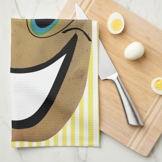 Aardappel, Franse bessen Stripe Kitchen Hand Towel Theedoek (Quarter Fold)