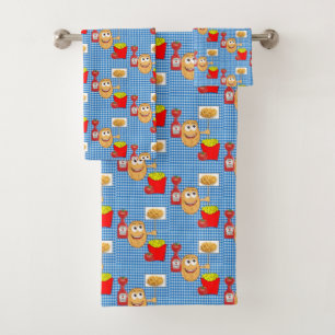 Aardappel Franse Frieten Blauwe Handen Badkamer Ha Bad Handdoek