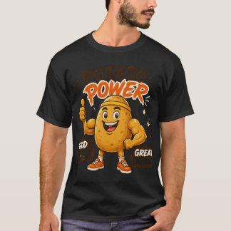 Aardappel Power Cartoon Fitness Design T-shirt